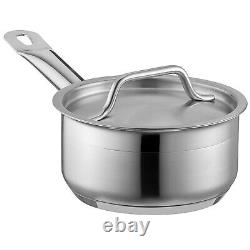 Wholesale lot of 12 VIGOR 1 quart Stainless Steel Sauce Pans with Lids