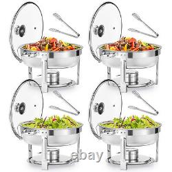 Wilprep 4Pack 6 Quart Stainless Steel Round Chafer Chafing Dish Set for Buffet