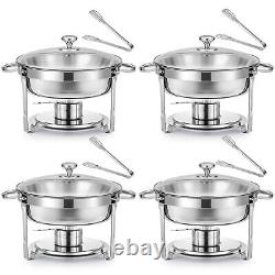 Wilprep 4Pack 6 Quart Stainless Steel Round Chafer Chafing Dish Set for Buffet