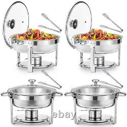 Wilprep 4Pack 6 Quart Stainless Steel Round Chafer Chafing Dish Set for Buffet