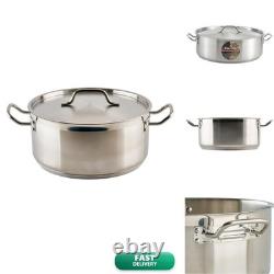 Winco 10 Quart Stainless Steel Brazier with Lid
