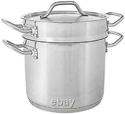 Winware Stainless 8 Quart Double Boiler with Cover, Stainless Steel