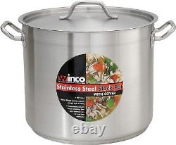 Winware Stainless Steel 32 Quart Stock Pot with Cover, Silver