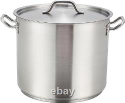 Winware Stainless Steel 80 Quart Stock Pot with Cover, Silver