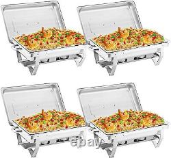 1-8 PCS 9.5 Quart Stainless Steel Chafing Dish Buffet Trays Chafer Food Warmer <br/>1-8 PCS 9.5 Quart Bac à chafing en acier inoxydable pour plateaux de buffet Chafer Réchauffeur de nourriture