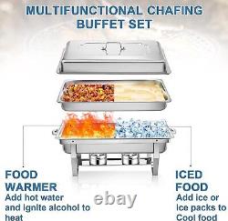 1-8 PCS 9.5 Quart Stainless Steel Chafing Dish Buffet Trays Chafer Food Warmer
 <br/>1-8 PCS 9.5 Quart Bac à chafing en acier inoxydable pour plateaux de buffet Chafer Réchauffeur de nourriture