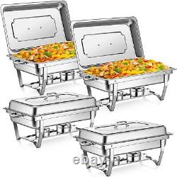 1-8pcs 9.5 Catering Quart En Acier Inoxydable Food Chafing Dish Set Buffet Complet