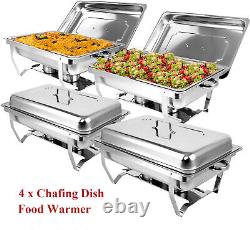 1-8pcs 9.5 Catering Quart En Acier Inoxydable Food Chafing Dish Set Buffet Complet