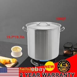 100 Quart Grande Marmite en Acier Inoxydable avec Couvercle pour Cuisine de Restaurant
