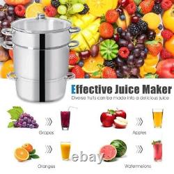 11-Quart Cuiseur-vapeur à jus de fruits en acier inoxydable avec couvercle en verre trempé