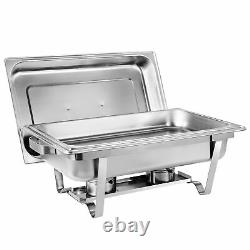 2 Packs Chafing Dish 8 Quart Acier Inoxydable Chafer Rectangulaire Buffet Pleine Taille