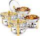 4 Packs 5 Quart Chafing Dish Buffet Set En Acier Inoxydable Avec Couvercle En Verre Pour Mariages