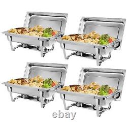 4 Packs Chafing Dish 8 Quart Acier Inoxydable Taille Complete Buffet Chafer Rectangulaire