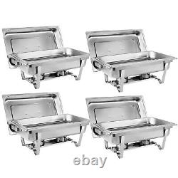 4 Packs Chafing Dish 8 Quart Acier Inoxydable Taille Complete Buffet Chafer Rectangulaire