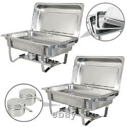 4 Paquets Chafing Dish 8 Quart Stainless Steel Rectangular Chafer Full Size Buffet