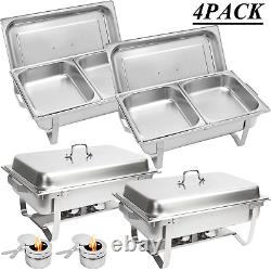 4 pièces 8 litres Chafing Dish Buffet en acier inoxydable rectangulaire avec 2 casseroles