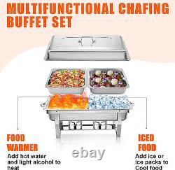 4 pièces 8 litres Chafing Dish Buffet en acier inoxydable rectangulaire avec 2 casseroles