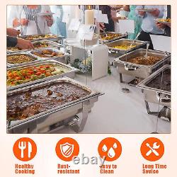 4 pièces 8 litres Chafing Dish Buffet en acier inoxydable rectangulaire avec 2 casseroles