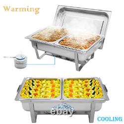 4 pièces 8 litres Chafing Dish Buffet en acier inoxydable rectangulaire avec 2 casseroles