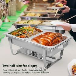 4 pièces 8 litres Chafing Dish Buffet en acier inoxydable rectangulaire avec 2 casseroles