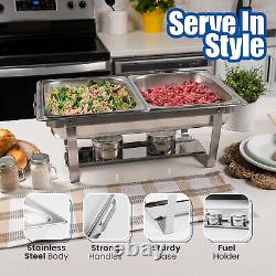 4 pièces 8 litres Chafing Dish Buffet en acier inoxydable rectangulaire avec 2 casseroles