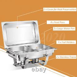 4 pièces 8 litres Chafing Dish Buffet en acier inoxydable rectangulaire avec 2 casseroles