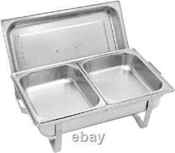 4 pièces 8 litres Chafing Dish Buffet en acier inoxydable rectangulaire avec 2 casseroles