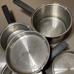 5 Pcs Lifetime Cookware 18-8 Saucepans Inox 1.5/2/3 Pans Quart Et Deux Lids