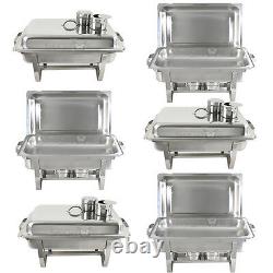 6 Pack De 8 Quart Acier Inoxydable Rectangulaire Chafing Chafer Taille Complete