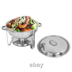 6 Pack de Chafing Dish Rond 5 Quart en Acier Inoxydable Plateau Pleine Taille Buffet Catering