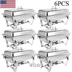 6 Packs de plateaux de service en acier inoxydable de 9,5 Quart pour buffet, réchaud à chafing