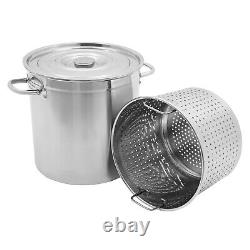 78 Quart Pot à Stock en Acier Inoxydable Grande Cuisine Soupe Grand Cuiseur Vapeur Friteuse