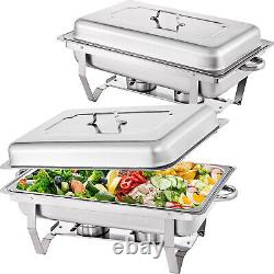 8 PCS 9.5 Quart Stainless Steel Chafing Dish Buffet Trays Chafer Food Warmer Lot translates to:<br/>  		Lot de 8 Plateaux de Buffet Chauffants en Acier Inoxydable de 9,5 Litres de Capacité