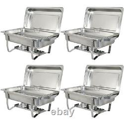 8 Quart 4 Packs Chafing Dish Acier Inoxydable Chafer Rectangulaire Buffet Pleine Taille