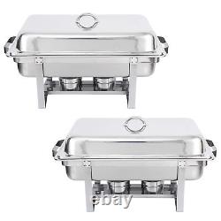 8Pack 8 Quart Chafing Dish Rectangulaire en Acier Inoxydable Pleine Taille Buffet Restauration