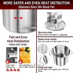 AOSION Pot en Acier Inoxydable de 24 Quart avec Couvercle, Grande Casserole 3-en-1 Haute Résistance