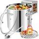 Aosion Faitout En Acier Inoxydable De 20 Quarts Avec Couvercle, Grand 20 Quarts, Argent