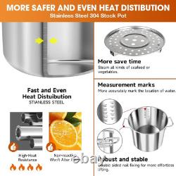 AOSION faitout en acier inoxydable de 20 quarts avec couvercle, grand 20 quarts, argent