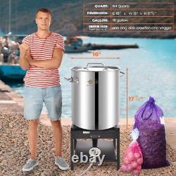 ARC Pot de cuisson en acier inoxydable de 64 quarts pour fruits de mer avec panier et deux papiers bruns