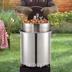 ARC Pot de cuisson en acier inoxydable de 64 quarts pour fruits de mer avec panier et deux papiers kraft bruns