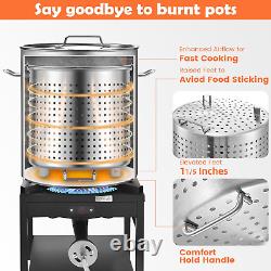 ARC Pot de cuisson en acier inoxydable de 64 quarts pour fruits de mer avec panier et deux papiers kraft bruns