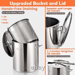 ARC Pot de cuisson en acier inoxydable de 64 quarts pour fruits de mer avec panier et deux papiers kraft bruns