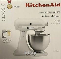 Aide À La Cuisine K45sswh Classic White 4,5-quart Tilt-head Stand Mixer Kitchenaid Nouveau