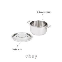 All-Clad Simply Strain, faitout multifonction en acier inoxydable avec couvercle passoire, 6 quarts