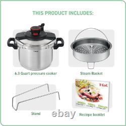 Autocuiseur en acier inoxydable T-Fal Clipso 6,3 litres, ustensiles de cuisine à induction, casseroles