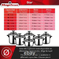 Autocuiseur en acier inoxydable de 6,3 litres compatible induction avec toutes les plaques de cuisson