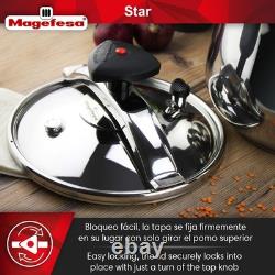 Autocuiseur en acier inoxydable de 6,3 litres compatible induction avec toutes les plaques de cuisson