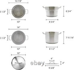 Bain-marie en acier inoxydable 18/8 de 8 qt, ensemble de 3 pièces, batterie de cuisine commerciale