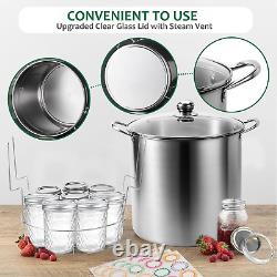 Bain-marie pour mise en conserve avec grille et bocaux Mason, acier inoxydable de 20 quarts