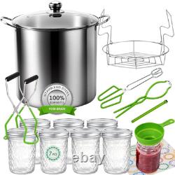 Bain-marie pour mise en conserve avec support et bocaux Mason, 20 litres en acier inoxydable